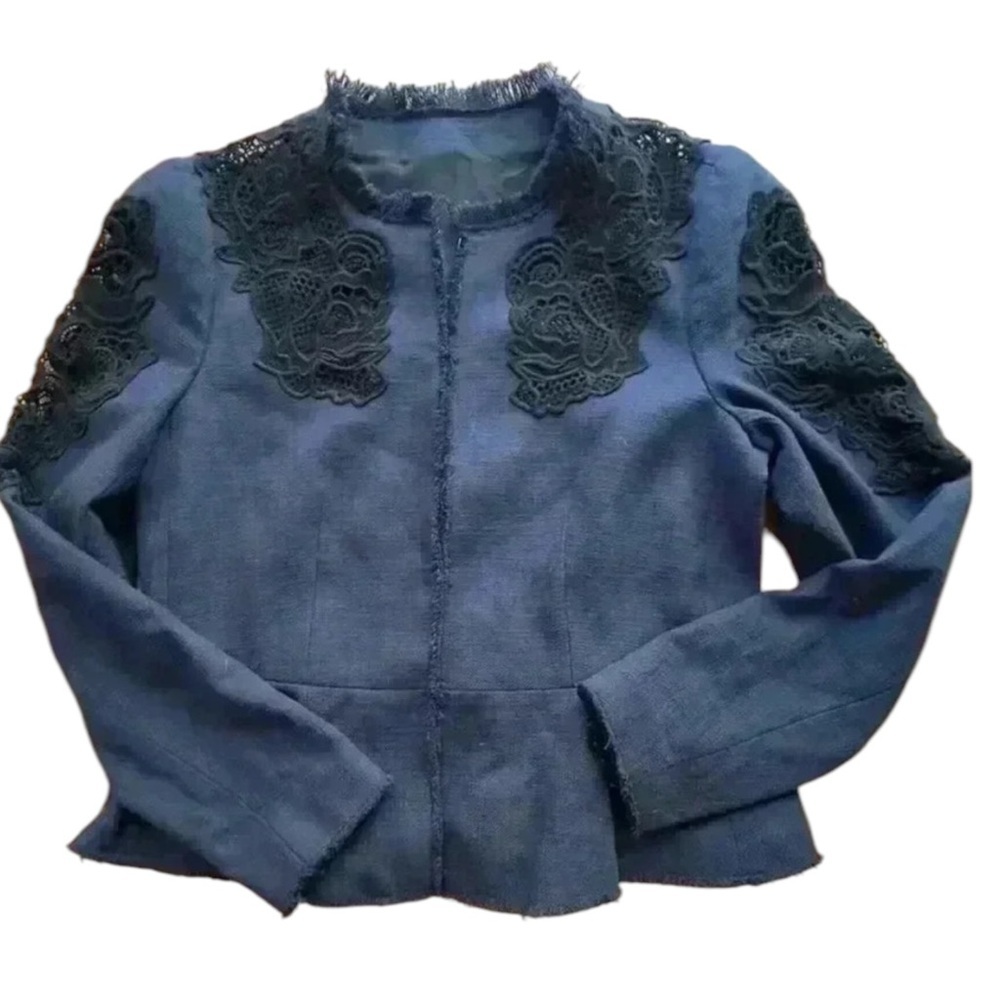 Lace-Inset Peplum Jacket w/ back detail womens SIZE SMALL